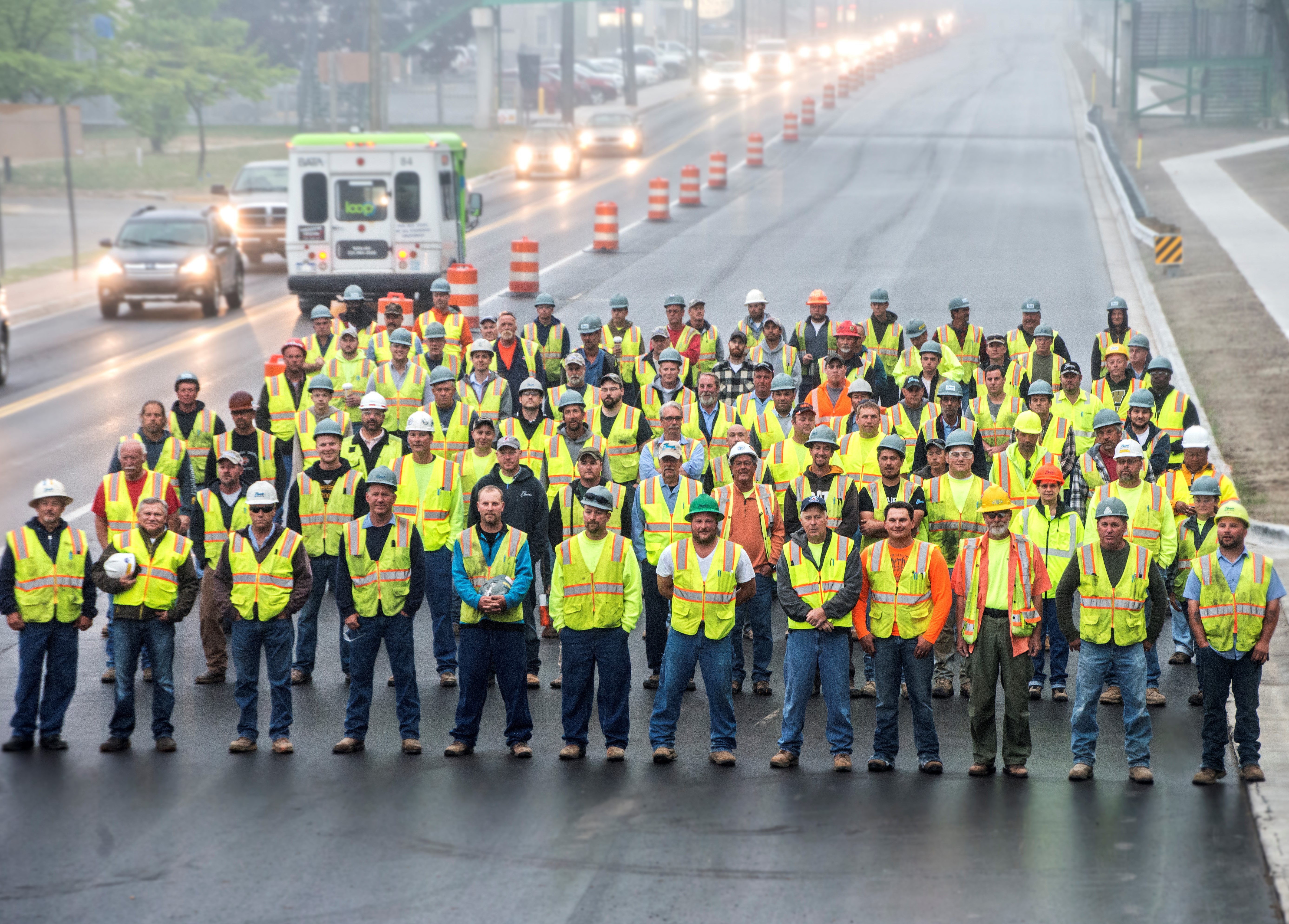 Team Elmer's construction crew along US-31